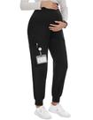 Esfoliantes de maternidade PACBREEZE Jogger, calças de gravidez pretas Esfoliantes de maternidade PACBREEZE Jogger, calças de gravidez pretas