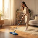 Esfregão Flat Cabo Extensível 1,2m Microfibra Reutilizável para Limpeza de Piso e Superfícies