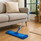 Esfregão Rodo Flat Microfibra Extensível 175cm Limpeza Pesada Cabo Flexivel Extensível