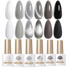 Esmalte de gel Born Pretty 6 cores: branco, cinza, preto, glitter