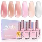 Esmalte de unhas Beetles Jelly Gel 6 cores 15 mL, branco leitoso, rosa