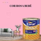 Esmalte Sintético Base Água Coral Coralit 800ml Tinta Cor Rosa Acetinado p/Madeiras e Metais e Pintura em Artesanato de MDF. Esmalte Sintético Base Água Coral Coralit 800ml Tinta Cor Rosa Acetinado p/Madeiras e Metais e Pintura em Artesanato de MDF.
