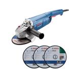 Esmerilhadeira Angular 7 POL 2200W 18F1 GWS 2200-180 + Kit 3 Discos BOSCH