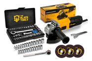 Esmerilhadeira Lixadeira 4.1/2 Profissional 220V Com Jogo 40 Peças e Disco de Corte