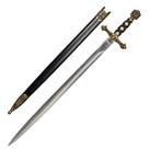 Espada Medieval Cruz De Malta Bainha Preta Luxo Dourado