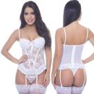 Espartilho Branco Em Renda Com Bojo Em Tule Amanda
