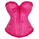 Espartilho Corset Cinta Corpete Modela Afina Cintura Floral Tamanho:44 (2XL)Cor:Rosa Pink