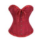Espartilho Corset Corpete Cinta Modela Cintura Sexy Brocado Cor:BordôTamanho:46 (3XL)