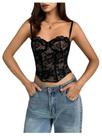 Espartilho de renda Cami Top BEAUDRM Y2K Sexy Mesh Black para mulheres Espartilho de renda Cami Top BEAUDRM Y2K Sexy Mesh Black para mulheres