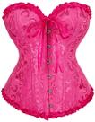 Espartilho feminino ADELCE com cadarço, desossado, floral, rosa, vermelho
