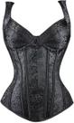 Espartilho feminino ADELCE com cadarço gótico jacquard preto 5GG