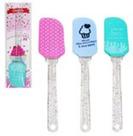 Espatula de pao duro de silicone decorada cabo acrilico glitter linha confeiteiro 25x5cm - FU XING