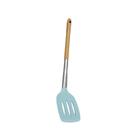 Espátula De Silicone Azul Com Cabo De Madeira e Aço Inox Frigopro