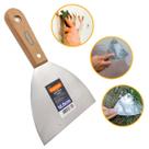 Espátula Inox 12,5 cm Cabo Madeira Gesso Massa corrida Obra Pintura Cimento Queimado DryWall Textura Grafiato Raspagem