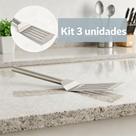 Espátulas Curvas Em Aço Inox Para Chapa Lanches E Cozinha Kit Com 3 Unidades