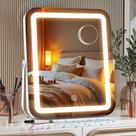 Espejo de Tocador MINISO con LED y Bocina Bluetooth 10x12 cm Blanco