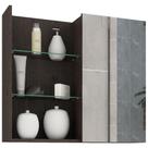 Espelheira MGM Jasmim 60 cm 100% MDF Frente Espelhada 1 Porta e 5 Prateleiras Parede Banheiro Cor Café