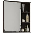 Espelheira MGM Treviso 56 cm 100% MDF Frente Espelhada 1 Porta e 5 Prateleiras Parede Banheiro Cor Café