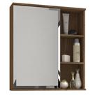 Espelheira Para Banheiro 100% MDF 1 Porta 2 Prateleiras Treviso Mgm Móveis Amêndoa