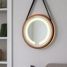 Espelheira Redondo Iluminado 40cm com Alça Touch 2 Leds com Alça Adnet