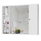 Espelheira Suspenso para Banheiro com 1 Porta 2 Nichos e 3 Prateleiras para Decoração e Organização do Banheiro com Design Moderno Branco Flx