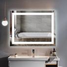 Espelho 100X60 horizontal ou vertical LED 3 cores temperaturas frio neutro e quente banheiro retangular botão touch screen 60x100