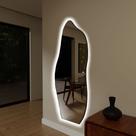 Espelho 150cm e06 couro cafe led branco bivolt touch