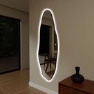 Espelho 210cm x 75cm e05 couro cafe led branco bivolt touch