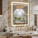 Espelho 4mm led 3 cores 100x80 ou 80X100 Retangular Borda Arredondada Moldura PVC Dourada Decorativo Espelho 4mm led 3 cores 100x80 ou 80X100 Retangular Borda Arredondada Moldura PVC Dourada Decorativo
