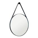 Espelho Adnet 60cm de Parede com Alça em Couro Redondo Decorativo para Quarto, Escritório, Banheiro LH Móveis