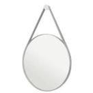 Espelho Adnet 80CM Moldura Couro Led Jateado Touch Luz Branca OU Amarela + Fonte