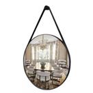Espelho Adnet 80CM Moldura Couro Led Jateado Touch Luz Branca OU Amarela + Fonte