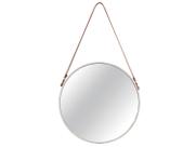 Espelho Adnet Off White Com Alça de Couro Marrom 75,5x45,5 cm M02 - D'Rossi