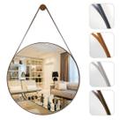 Espelho Adnet Para Lavabo Alça Em Couro 60cm + Suporte