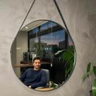Espelho Adnet Redondo 80cm Grande Decorativo Alça e Suporte Quarto Banheiro Sala