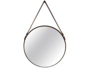 Espelho Adnet Redondo Preto Com Alça de Couro 57,5x36 cm M02 - D'Rossi
