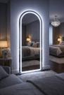 Espelho Base Reta Led Bivolt Janela Decorativos Polido Luxo Closet Semi Oval Corpo Inteiro Decorativo Quarto Salão Camarin Sala Cam