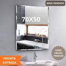 Espelho Bisotê 70x50cm Retangular Vidro 4mm Kit Instalação Espelho para Banheiro