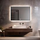 Espelho Bisotê Com Led 70x50 Cm Retangular Sala Closet Hall