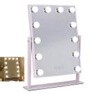 Espelho Camarim Grande 12 Lampadas LED Brilho Ajustavel 3 Tons Rotaçao 360 Graus Iluminaçao Maquiagem Penteado Penteadeira Bancada Mesa Banheiro Base