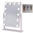 Espelho Camarim Grande LED 12 Lampadas 3 Tons Brilho Ajustavel Rotaçao 360 Graus Base Antiderrapante Penteado Maquiagem Penteadeira Bancada Mesa Banhe
