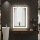 Espelho Com Led 3 Cores 80x60 Retangular Jateado com Touch para Banheiro e Sala