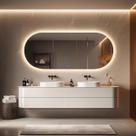 Espelho com LED Luz quente e Luz Fria Oval Grande 150x40 Decoração Corpo Inteiro