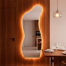 Espelho com Led Quente Curves 170x70cm Decorativo de Parede para Sala Quarto Banheiro Corpo Inteiro
