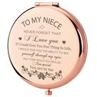Espelho compacto GAOLZIUY Niece Rose Gold com gravura de 6 cm Espelho compacto GAOLZIUY Niece Rose Gold com gravura de 6 cm