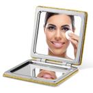 Espelho compacto OMIRO Glitter PU 1X/3X com ampliação dourado