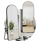 Espelho Corpo Inteiro 160x50cm Oval com Moldura Alumínio Preto Branco ou Dourado Suporte Parede Chão