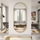 Espelho Corpo Inteiro Dourado 170x70cm Moldura Alumínio Modelos Orgânico, Oval, Retangular e Base Reta