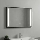 Espelho De Banheiro Com Led 3 Cores Moldura Preta 40x60 Cm Preto