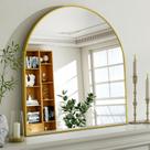 Espelho de banheiro Easy Arched 81x86 cm montado na parede dourado